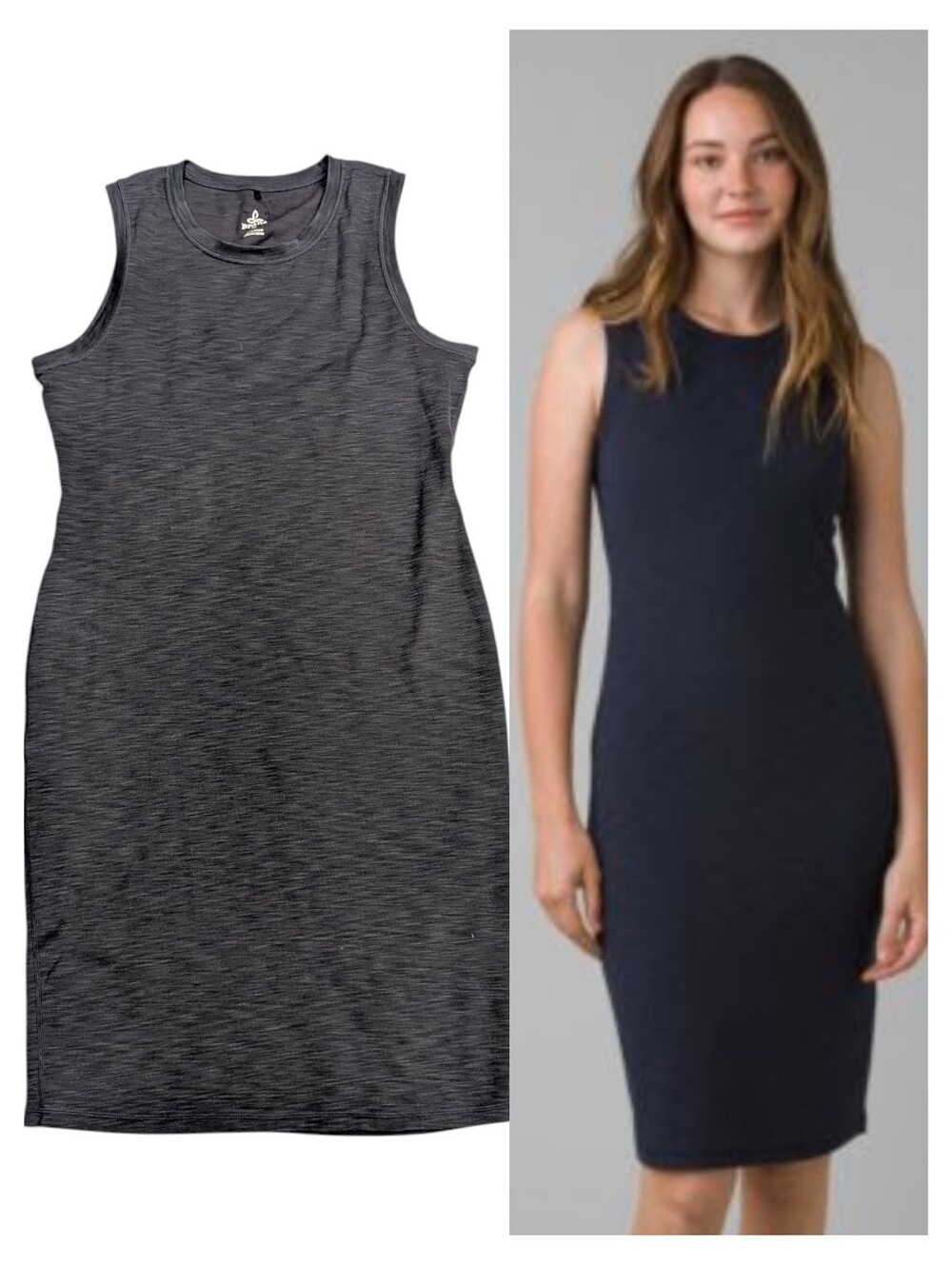 Prana Becksa Dress Ribbed Nautical Heather Navy Blue Size XL